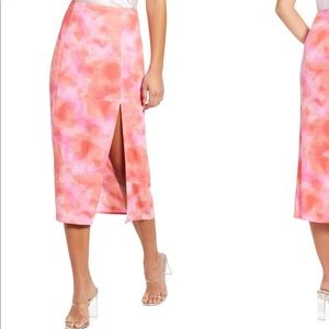 Leith midi skirt pink and coral tie dye size M